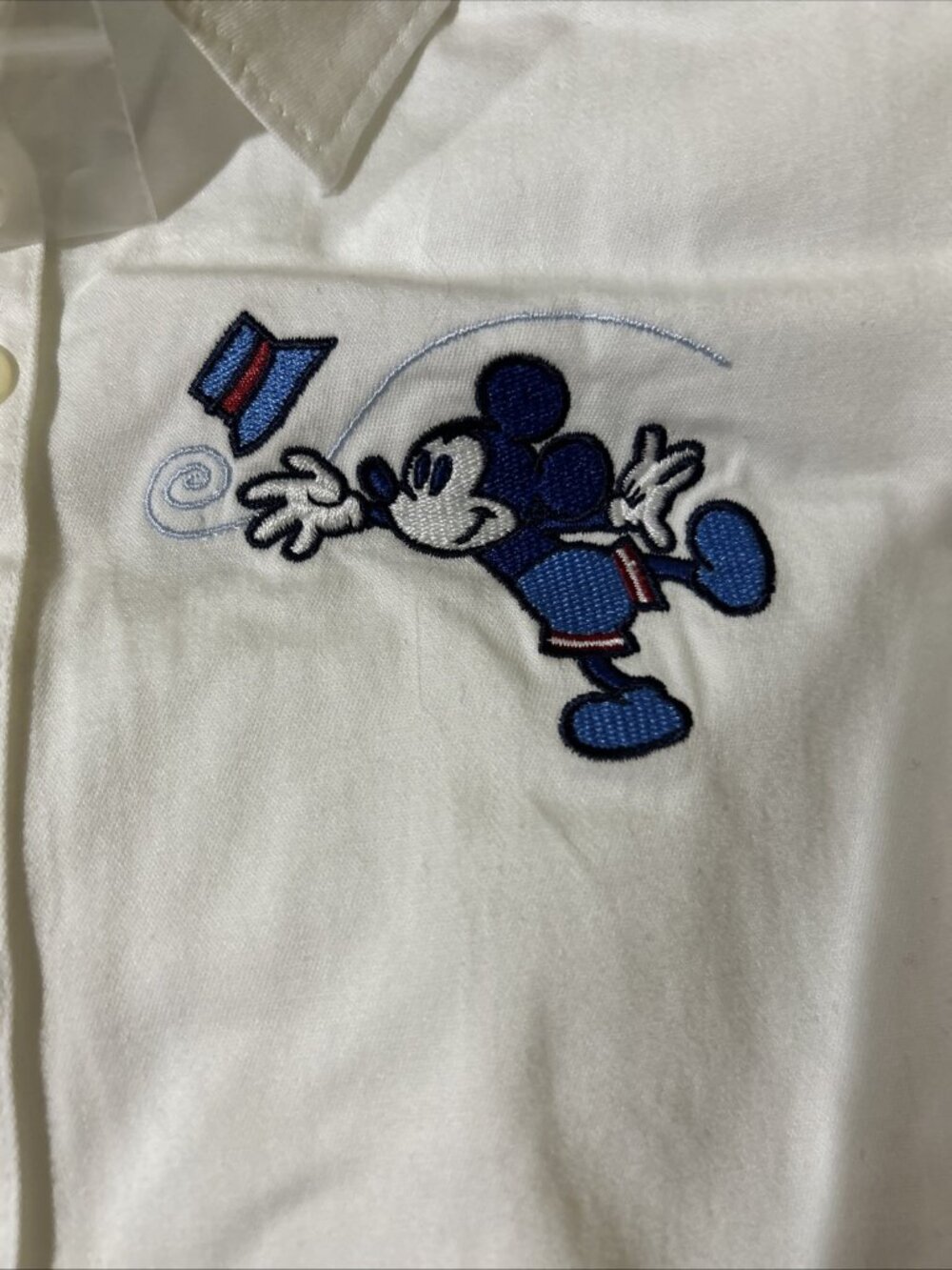 New Disney Store Mickey Minnie Shirt Dress Windy Day XXL Embroidered White - Picture 13 of 15